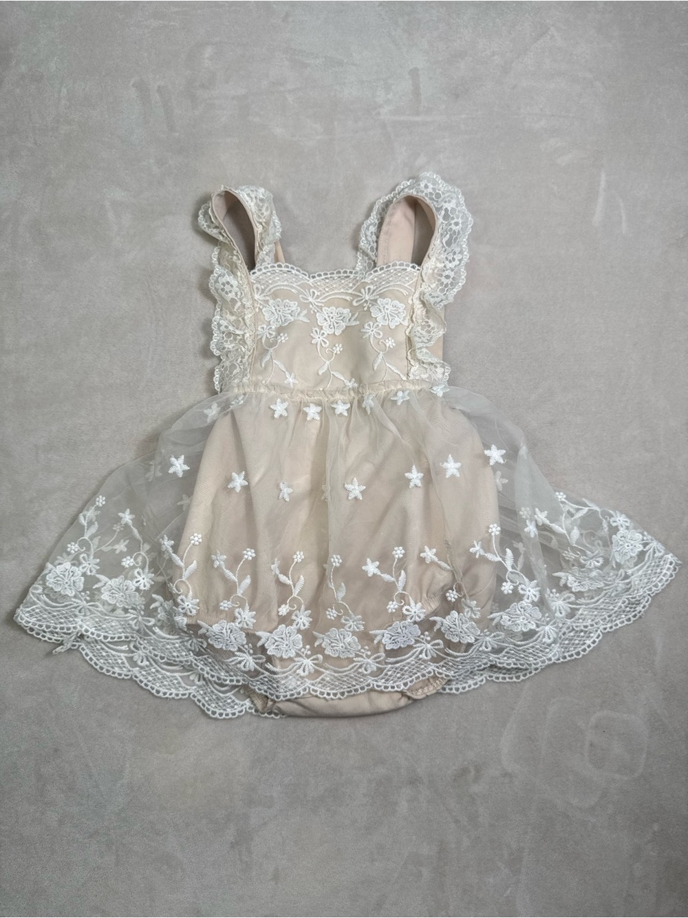 Delicate Cream Lace Overlay Baby Dress